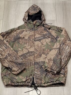 Vintage Walls Camo Jacket Mens XL Waterproof Wind Proof Hooded Hunting Zip